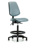 Vinyl Chair - High Bench Height with Medium Back, Seat Tilt, Black Foot Ring, & Stationary Glides in Storm Supernova Vinyl VHBCH-MB-RG-T1-A0-BF-RG-8822