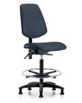 Vinyl Chair - High Bench Height with Medium Back, Seat Tilt, Chrome Foot Ring, & Stationary Glides in Imperial Blue Trailblazer Vinyl VHBCH-MB-RG-T1-A0-CF-RG-8582