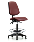 Vinyl Chair - High Bench Height with Medium Back, Seat Tilt, Chrome Foot Ring, & Stationary Glides in Borscht Supernova Vinyl VHBCH-MB-RG-T1-A0-CF-RG-8815
