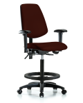 Vinyl Chair - High Bench Height with Medium Back, Seat Tilt, Adjustable Arms, Black Foot Ring, & Casters in Burgundy Trailblazer Vinyl VHBCH-MB-RG-T1-A1-BF-RC-8569