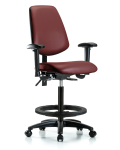 Vinyl Chair - High Bench Height with Medium Back, Seat Tilt, Adjustable Arms, Black Foot Ring, & Casters in Borscht Supernova Vinyl VHBCH-MB-RG-T1-A1-BF-RC-8815