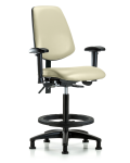 Vinyl Chair - High Bench Height with Medium Back, Seat Tilt, Adjustable Arms, Black Foot Ring, & Stationary Glides in Adobe White Trailblazer Vinyl VHBCH-MB-RG-T1-A1-BF-RG-8501