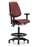 Vinyl Chair - High Bench Height with Medium Back, Seat Tilt, Adjustable Arms, Black Foot Ring, & Stationary Glides in Borscht Supernova Vinyl VHBCH-MB-RG-T1-A1-BF-RG-8815