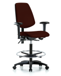 Vinyl Chair - High Bench Height with Medium Back, Seat Tilt, Adjustable Arms, Chrome Foot Ring, & Casters in Burgundy Trailblazer Vinyl VHBCH-MB-RG-T1-A1-CF-RC-8569