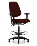 Vinyl Chair - High Bench Height with Medium Back, Seat Tilt, Adjustable Arms, Chrome Foot Ring, & Stationary Glides in Burgundy Trailblazer Vinyl VHBCH-MB-RG-T1-A1-CF-RG-8569