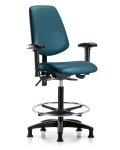 Vinyl Chair - High Bench Height with Medium Back, Seat Tilt, Adjustable Arms, Chrome Foot Ring, & Stationary Glides in Marine Blue Supernova Vinyl VHBCH-MB-RG-T1-A1-CF-RG-8801