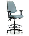 Vinyl Chair - High Bench Height with Medium Back, Seat Tilt, Adjustable Arms, Chrome Foot Ring, & Stationary Glides in Storm Supernova Vinyl VHBCH-MB-RG-T1-A1-CF-RG-8822
