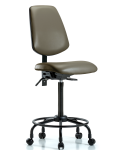 Vinyl Chair - High Bench Height with Round Tube Base, Medium Back, & Casters in Taupe Supernova Vinyl VHBCH-MB-RT-T0-A0-RC-8809