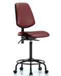 Vinyl Chair - High Bench Height with Round Tube Base, Medium Back, & Casters in Borscht Supernova Vinyl VHBCH-MB-RT-T0-A0-RC-8815
