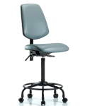Vinyl Chair - High Bench Height with Round Tube Base, Medium Back, & Casters in Storm Supernova Vinyl VHBCH-MB-RT-T0-A0-RC-8822