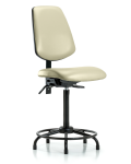 Vinyl Chair - High Bench Height with Round Tube Base, Medium Back, & Stationary Glides in Adobe White Trailblazer Vinyl VHBCH-MB-RT-T0-A0-RG-8501