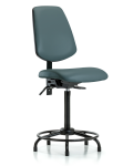 Vinyl Chair - High Bench Height with Round Tube Base, Medium Back, & Stationary Glides in Colonial Blue Trailblazer Vinyl VHBCH-MB-RT-T0-A0-RG-8546