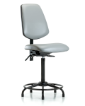 Vinyl Chair - High Bench Height with Round Tube Base, Medium Back, & Stationary Glides in Dove Trailblazer Vinyl VHBCH-MB-RT-T0-A0-RG-8567