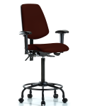 Vinyl Chair - High Bench Height with Round Tube Base, Medium Back, Adjustable Arms, & Casters in Burgundy Trailblazer Vinyl VHBCH-MB-RT-T0-A1-RC-8569