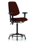 Vinyl Chair - High Bench Height with Round Tube Base, Medium Back, Adjustable Arms, & Stationary Glides in Burgundy Trailblazer Vinyl VHBCH-MB-RT-T0-A1-RG-8569