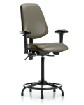 Vinyl Chair - High Bench Height with Round Tube Base, Medium Back, Adjustable Arms, & Stationary Glides in Taupe Supernova Vinyl VHBCH-MB-RT-T0-A1-RG-8809