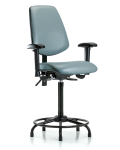 Vinyl Chair - High Bench Height with Round Tube Base, Medium Back, Adjustable Arms, & Stationary Glides in Storm Supernova Vinyl VHBCH-MB-RT-T0-A1-RG-8822