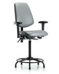 Vinyl Chair - High Bench Height with Round Tube Base, Medium Back, Adjustable Arms, & Stationary Glides in Sterling Supernova Vinyl VHBCH-MB-RT-T0-A1-RG-8840