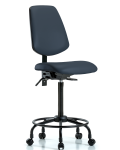 Vinyl Chair - High Bench Height with Round Tube Base, Medium Back, Seat Tilt, & Casters in Imperial Blue Trailblazer Vinyl VHBCH-MB-RT-T1-A0-RC-8582