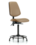 Vinyl Chair - High Bench Height with Round Tube Base, Medium Back, Seat Tilt, & Stationary Glides in Taupe Trailblazer Vinyl VHBCH-MB-RT-T1-A0-RG-8584