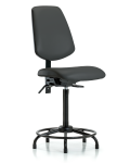 Vinyl Chair - High Bench Height with Round Tube Base, Medium Back, Seat Tilt, & Stationary Glides in Charcoal Trailblazer Vinyl VHBCH-MB-RT-T1-A0-RG-8605
