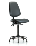 Vinyl Chair - High Bench Height with Round Tube Base, Medium Back, Seat Tilt, & Stationary Glides in Carbon Supernova Vinyl VHBCH-MB-RT-T1-A0-RG-8823