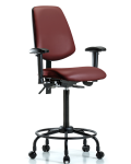 Vinyl Chair - High Bench Height with Round Tube Base, Medium Back, Seat Tilt, Adjustable Arms, & Casters in Borscht Supernova Vinyl VHBCH-MB-RT-T1-A1-RC-8815