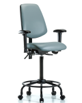Vinyl Chair - High Bench Height with Round Tube Base, Medium Back, Seat Tilt, Adjustable Arms, & Casters in Storm Supernova Vinyl VHBCH-MB-RT-T1-A1-RC-8822