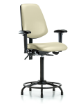 Vinyl Chair - High Bench Height with Round Tube Base, Medium Back, Seat Tilt, Adjustable Arms, & Stationary Glides in Adobe White Trailblazer Vinyl VHBCH-MB-RT-T1-A1-RG-8501