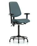 Vinyl Chair - High Bench Height with Round Tube Base, Medium Back, Seat Tilt, Adjustable Arms, & Stationary Glides in Colonial Blue Trailblazer Vinyl VHBCH-MB-RT-T1-A1-RG-8546