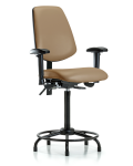 Vinyl Chair - High Bench Height with Round Tube Base, Medium Back, Seat Tilt, Adjustable Arms, & Stationary Glides in Taupe Trailblazer Vinyl VHBCH-MB-RT-T1-A1-RG-8584