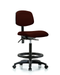 Vinyl Chair - High Bench Height with Black Foot Ring & Casters in Burgundy Trailblazer Vinyl VHBCH-RG-T0-A0-BF-RC-8569