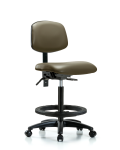 Vinyl Chair - High Bench Height with Black Foot Ring & Casters in Taupe Supernova Vinyl VHBCH-RG-T0-A0-BF-RC-8809