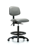 Vinyl Chair - High Bench Height with Black Foot Ring & Casters in Sterling Supernova Vinyl VHBCH-RG-T0-A0-BF-RC-8840