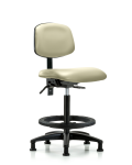 Vinyl Chair - High Bench Height with Black Foot Ring & Stationary Glides in Adobe White Trailblazer Vinyl VHBCH-RG-T0-A0-BF-RG-8501