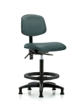 Vinyl Chair - High Bench Height with Black Foot Ring & Stationary Glides in Colonial Blue Trailblazer Vinyl VHBCH-RG-T0-A0-BF-RG-8546