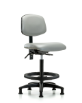 Vinyl Chair - High Bench Height with Black Foot Ring & Stationary Glides in Dove Trailblazer Vinyl VHBCH-RG-T0-A0-BF-RG-8567