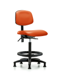 Vinyl Chair - High Bench Height with Black Foot Ring & Stationary Glides in Orange Kist Trailblazer Vinyl VHBCH-RG-T0-A0-BF-RG-8613