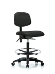 Vinyl Chair - High Bench Height with Chrome Foot Ring & Casters in Black Trailblazer Vinyl VHBCH-RG-T0-A0-CF-RC-8540