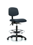 Vinyl Chair - High Bench Height with Chrome Foot Ring & Casters in Imperial Blue Trailblazer Vinyl VHBCH-RG-T0-A0-CF-RC-8582