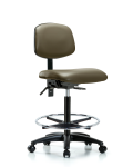 Vinyl Chair - High Bench Height with Chrome Foot Ring & Casters in Taupe Supernova Vinyl VHBCH-RG-T0-A0-CF-RC-8809