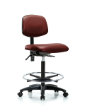 Vinyl Chair - High Bench Height with Chrome Foot Ring & Casters in Borscht Supernova Vinyl VHBCH-RG-T0-A0-CF-RC-8815