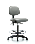 Vinyl Chair - High Bench Height with Chrome Foot Ring & Casters in Sterling Supernova Vinyl VHBCH-RG-T0-A0-CF-RC-8840