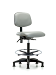 Vinyl Chair - High Bench Height with Chrome Foot Ring & Stationary Glides in Dove Trailblazer Vinyl VHBCH-RG-T0-A0-CF-RG-8567