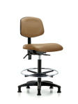 Vinyl Chair - High Bench Height with Chrome Foot Ring & Stationary Glides in Taupe Trailblazer Vinyl VHBCH-RG-T0-A0-CF-RG-8584