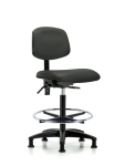 Vinyl Chair - High Bench Height with Chrome Foot Ring & Stationary Glides in Charcoal Trailblazer Vinyl VHBCH-RG-T0-A0-CF-RG-8605