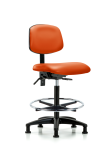 Vinyl Chair - High Bench Height with Chrome Foot Ring & Stationary Glides in Orange Kist Trailblazer Vinyl VHBCH-RG-T0-A0-CF-RG-8613