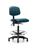 Vinyl Chair - High Bench Height with Chrome Foot Ring & Stationary Glides in Marine Blue Supernova Vinyl VHBCH-RG-T0-A0-CF-RG-8801