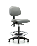 Vinyl Chair - High Bench Height with Chrome Foot Ring & Stationary Glides in Sterling Supernova Vinyl VHBCH-RG-T0-A0-CF-RG-8840
