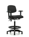 Vinyl Chair - High Bench Height with Adjustable Arms, Black Foot Ring, & Stationary Glides in Black Trailblazer Vinyl VHBCH-RG-T0-A1-BF-RG-8540
